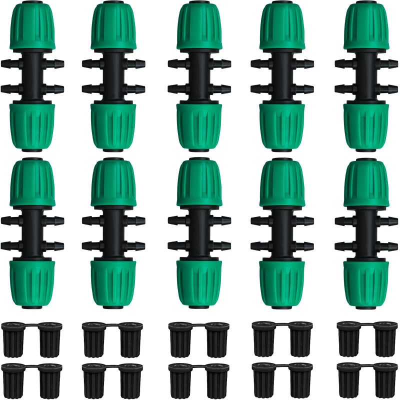 JAYEE 25 Pack Drip Irrigation Barbed Coupling Fittings (17mm) for 1/2" Drip Hose(0.600â€ID), Sprinkler Tubing Connector for Drip System - Image 1